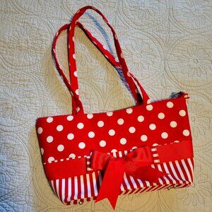 Red and white purse